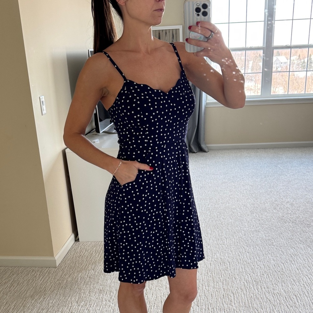 41 Hawthorne Polka Dot Sleeveless scalloped sweetheart neckline Dress NWT